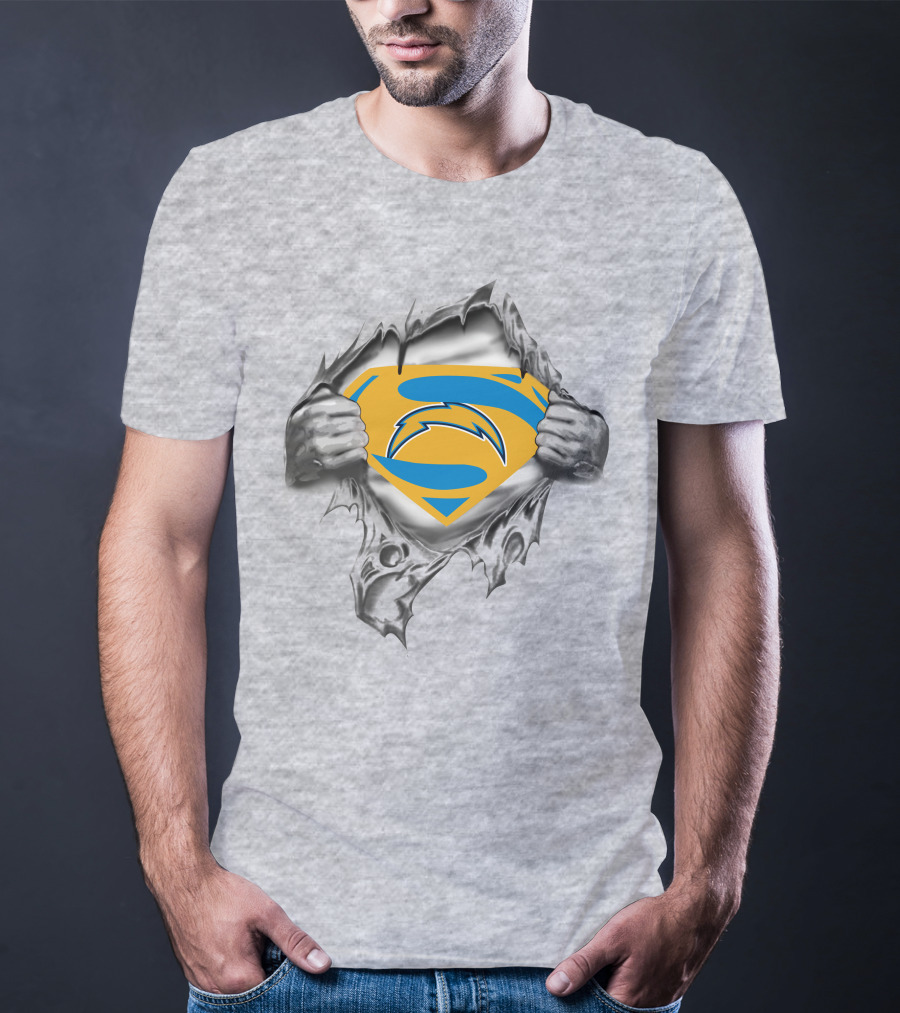 Chargers Superman Logo With Lightning Bolt T-Shirt
