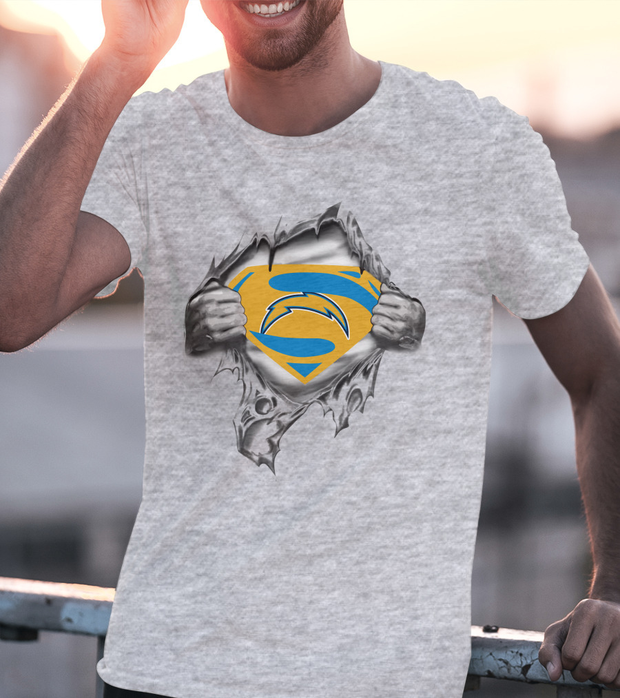 Chargers Superman Logo With Lightning Bolt T-Shirt