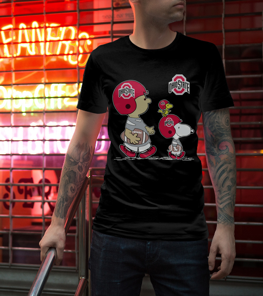 Ohio State Snoopy And Woodstock Football Helmets T-Shirt