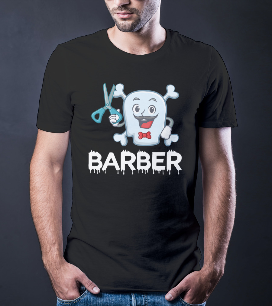 Barber Halloween Ghost With Scissors And Bow Tie T-Shirt