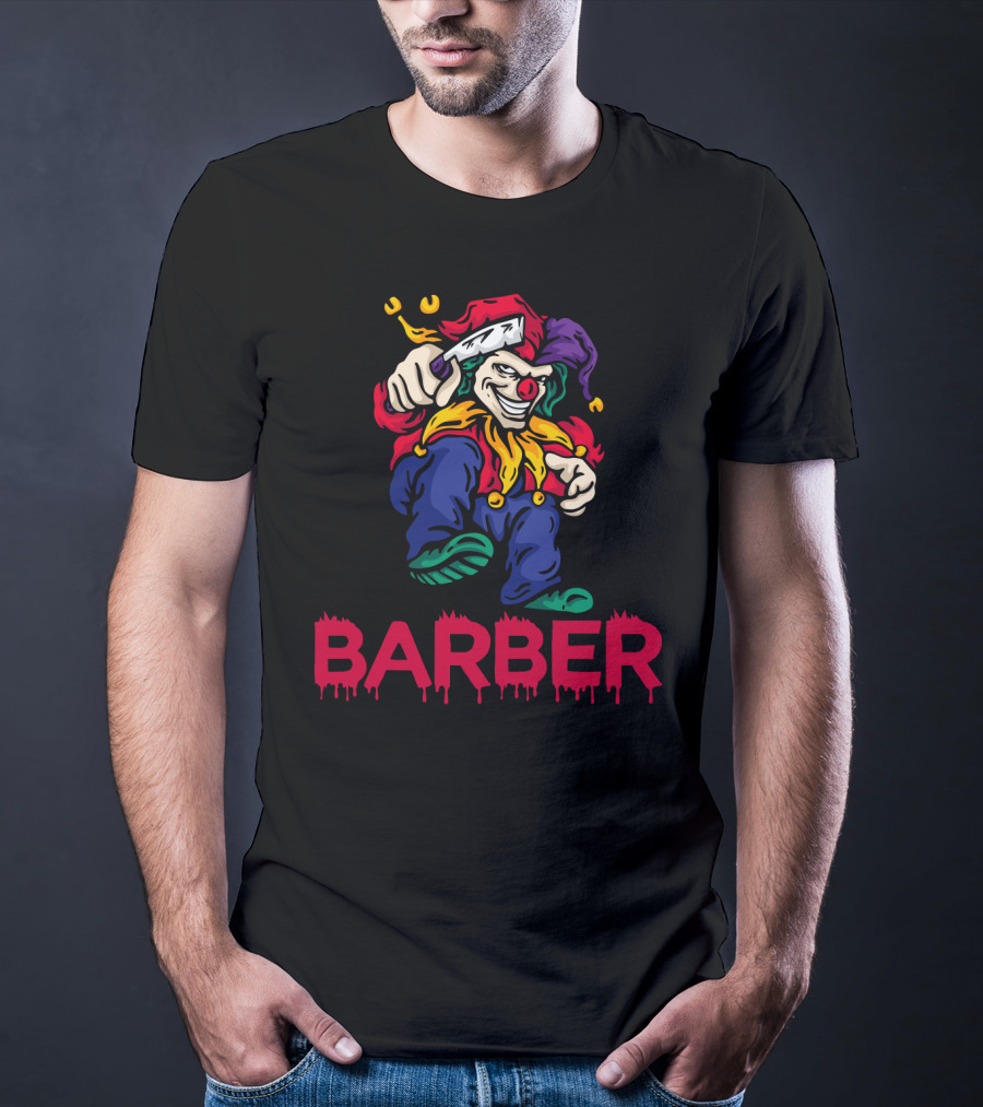 Barber Clown Halloween Razor Art T-Shirt