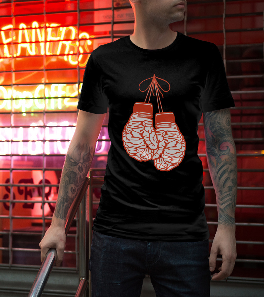 Brain-Shaped Boxing Gloves Boxer Brain Training Gym T-Shirt