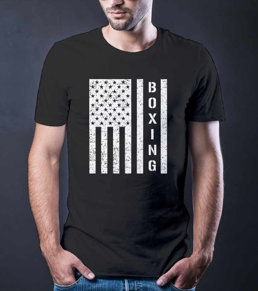 Boxing Vertical Stars Stripes USA Flag T-Shirt