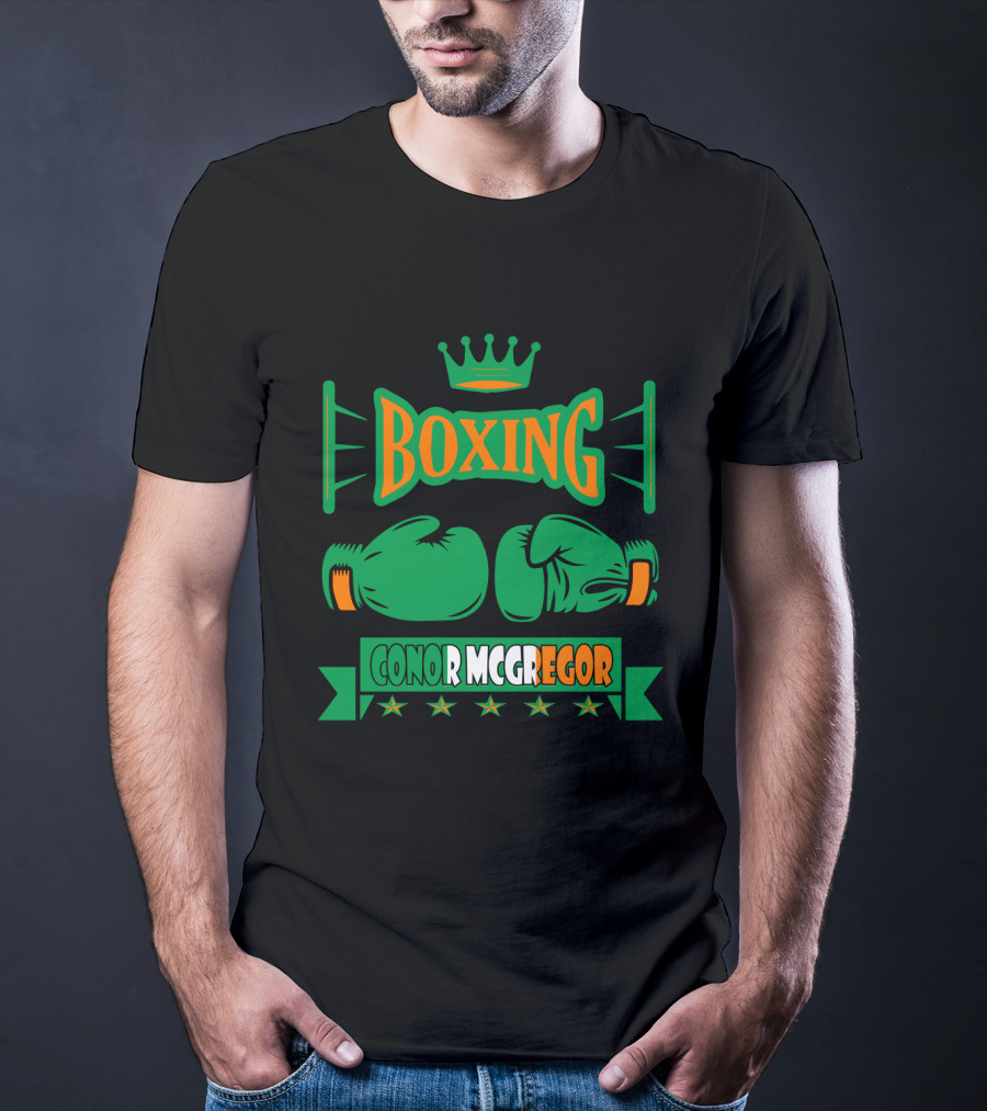 Boxing Conor Mcgregor Green Gloves Crown Stars T-Shirt
