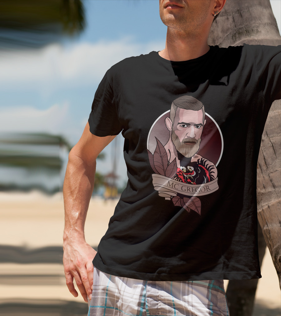 Conor Mcgregor Tattoo Illustration With Banner T-Shirt