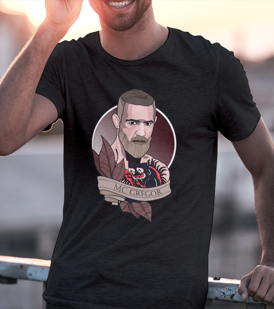 Conor Mcgregor Tattoo Illustration With Banner T-Shirt