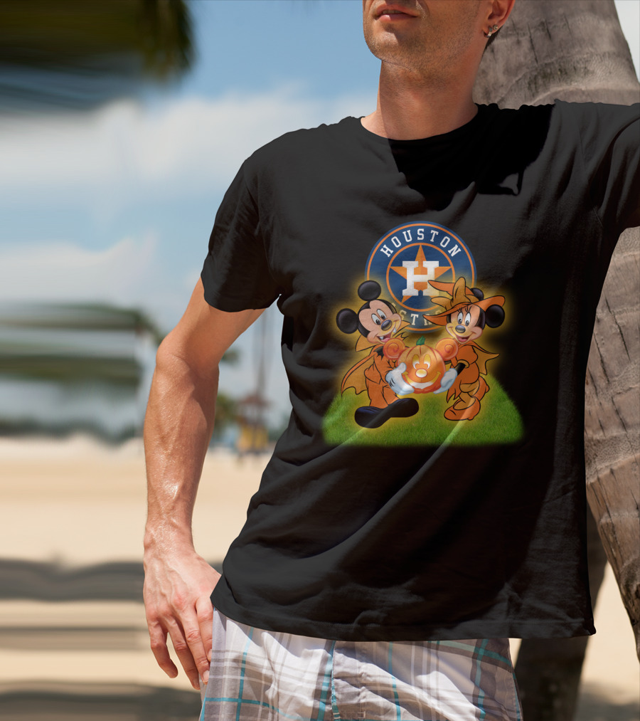 Houston Astros Halloween Mickey And Minnie Pumpkin Magic T-Shirt