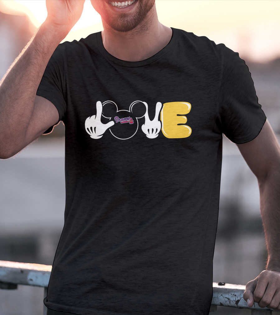Braves Love With Mickey Mouse Icon And Gloves T-Shirt