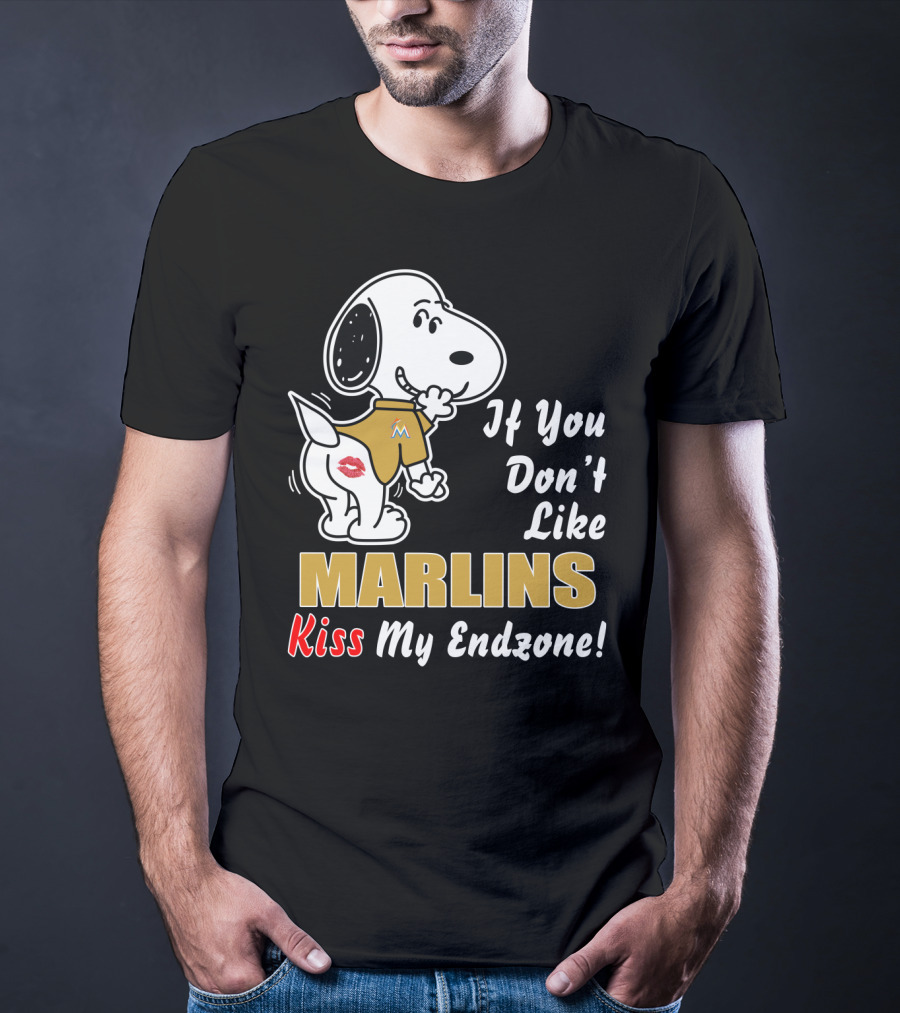 Snoopy If You Don't Like Marlins Kiss My Endzone T-Shirt
