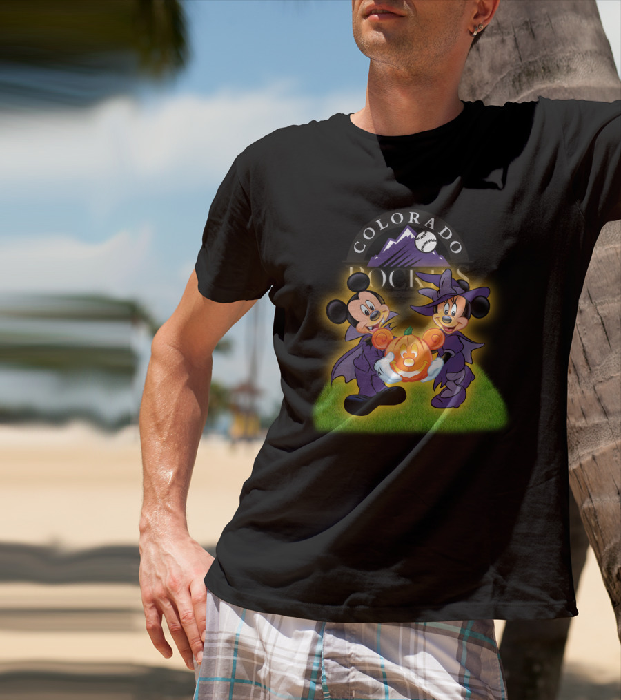 Colorado Rockies Halloween Mickey Minnie Pumpkin T-Shirt