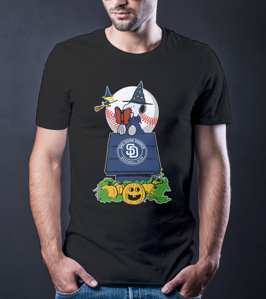 San Diego Padres Halloween Peanuts Characters Baseball Scene T-Shirt
