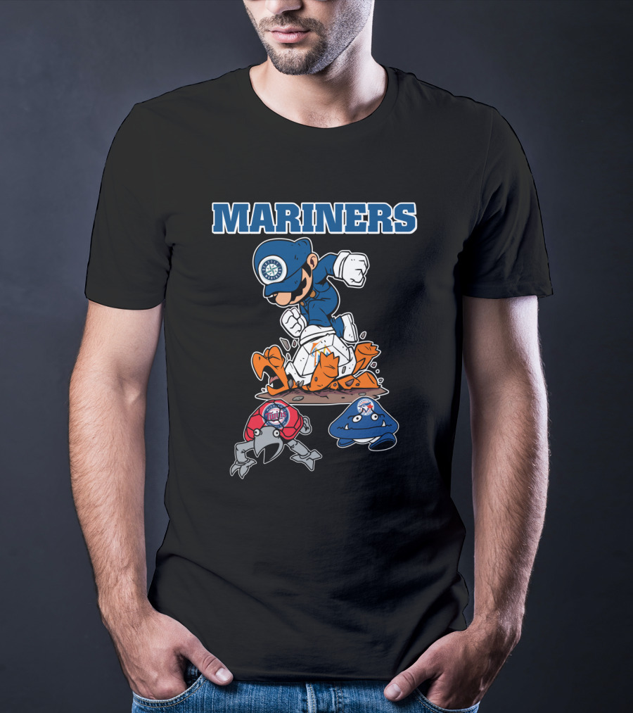 Mariners Seattle Baseball Character Action With Mascot Elements T-Shirt