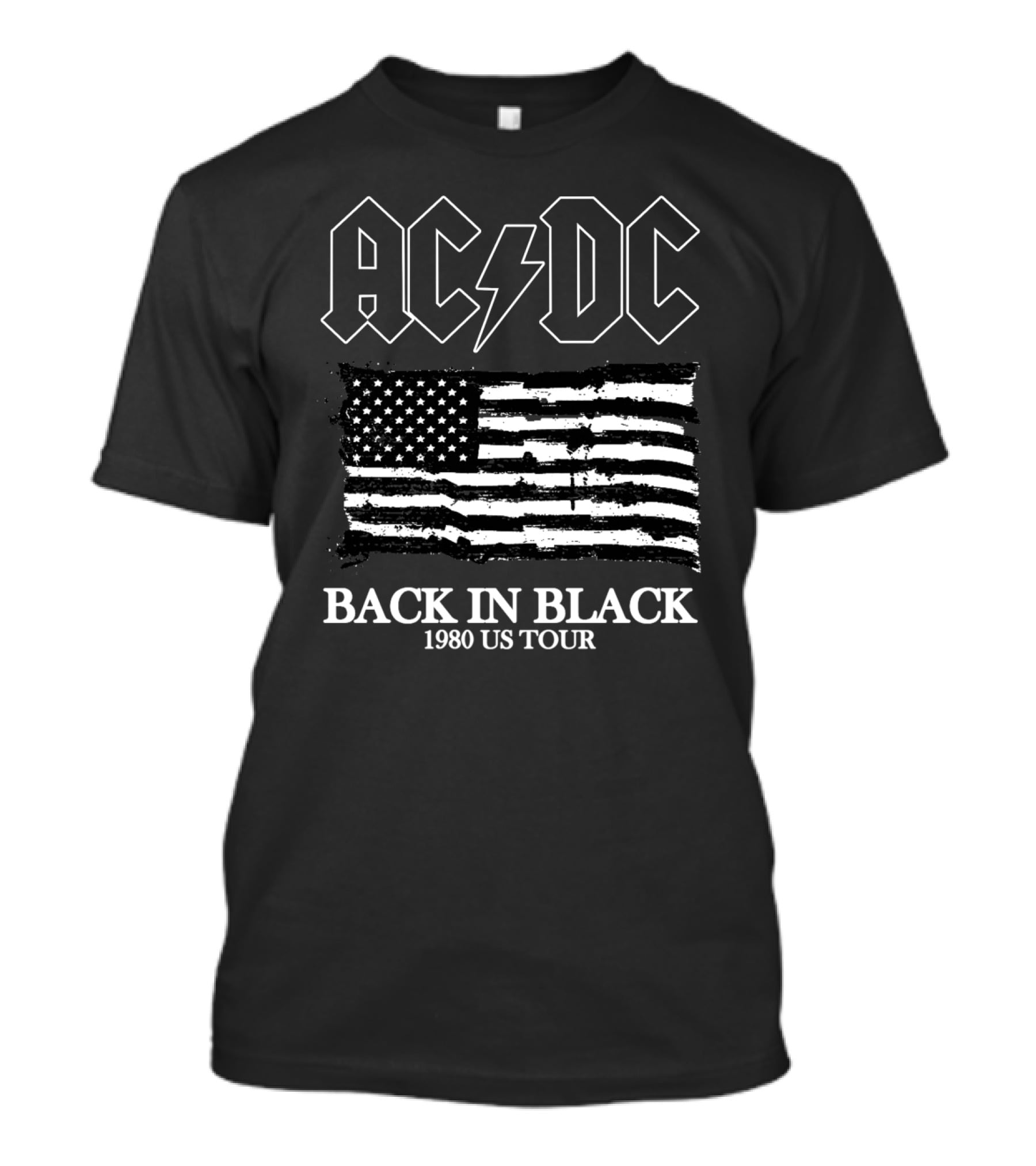 Acdc Back In Black 1980 Us Tour American Flag T-Shirt