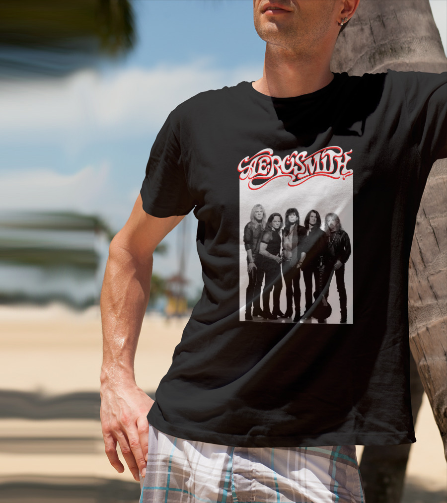 Aerosmith Band Classic Black And White Photo T-Shirt