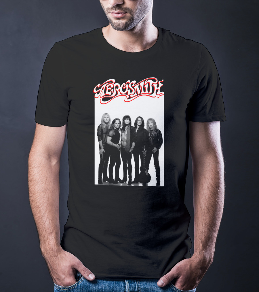 Aerosmith Band Classic Black And White Photo T-Shirt