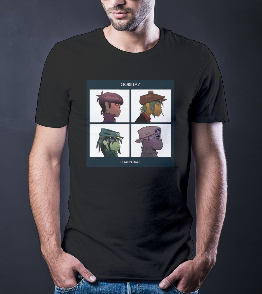 Gorillaz Demon Days Album Cover Characters Quadrant T-Shirt