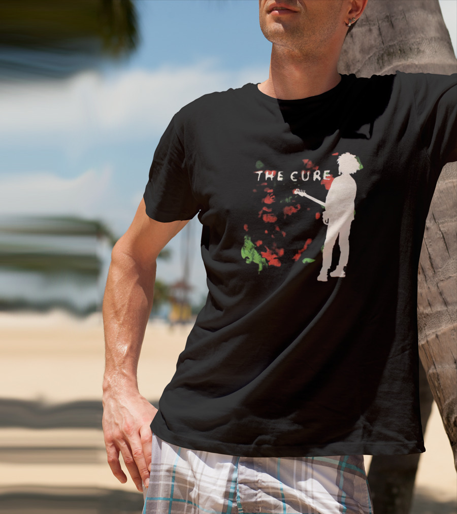 The Cure Guitarist Silhouette With Abstract T-Shirt