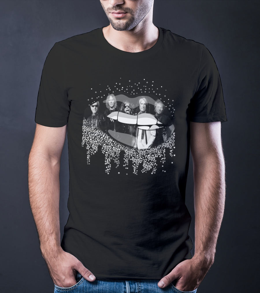 AeroSmith Band With Glitter Lips T-Shirt