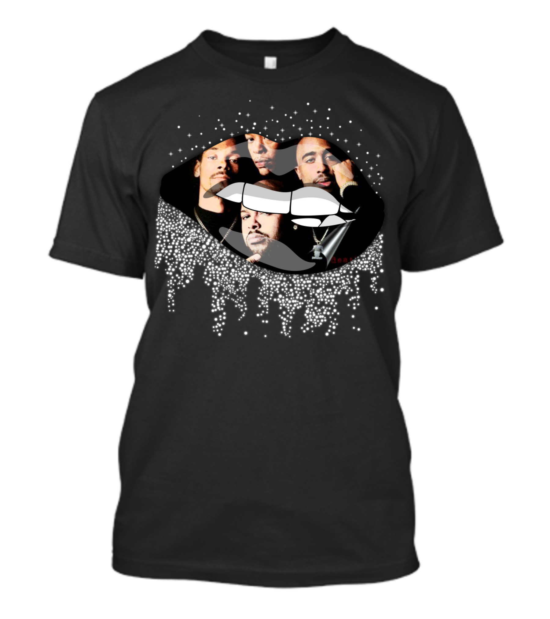 Death Row Records Iconic Hip-Hop Legends Graphic With Shimmering Lips T-Shirt