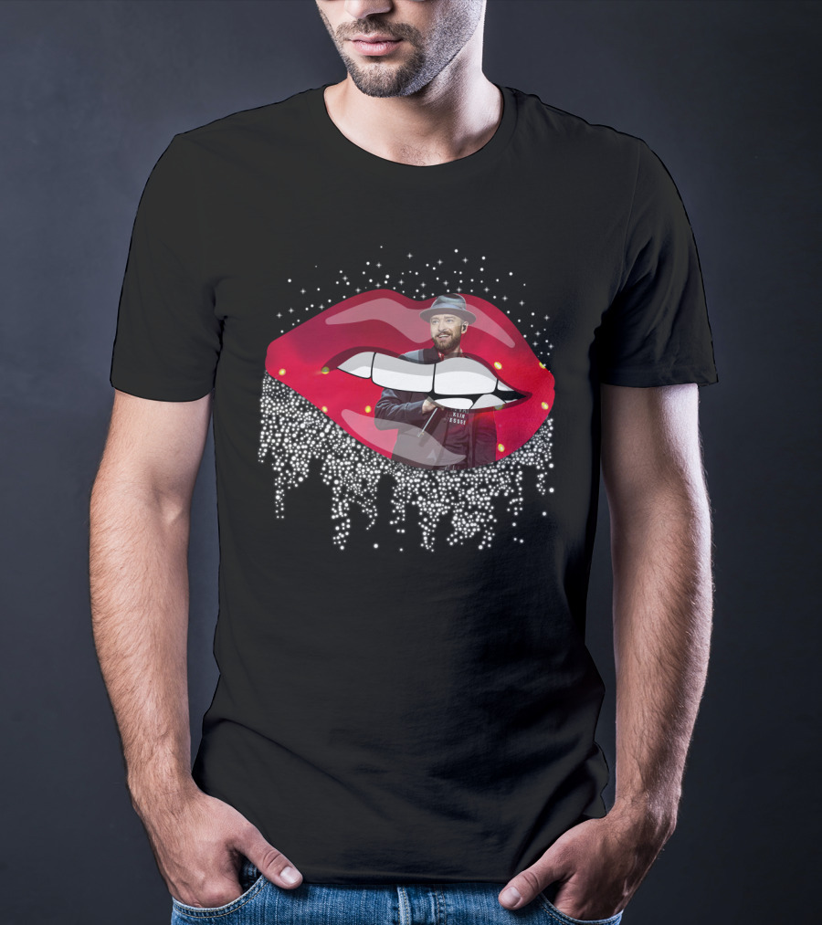 Justin Timberlake Red Lips Dripping Rhinestones Hat T-Shirt