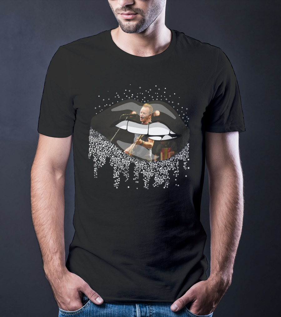 Sting Music Performance In Glittering Lips T-Shirt