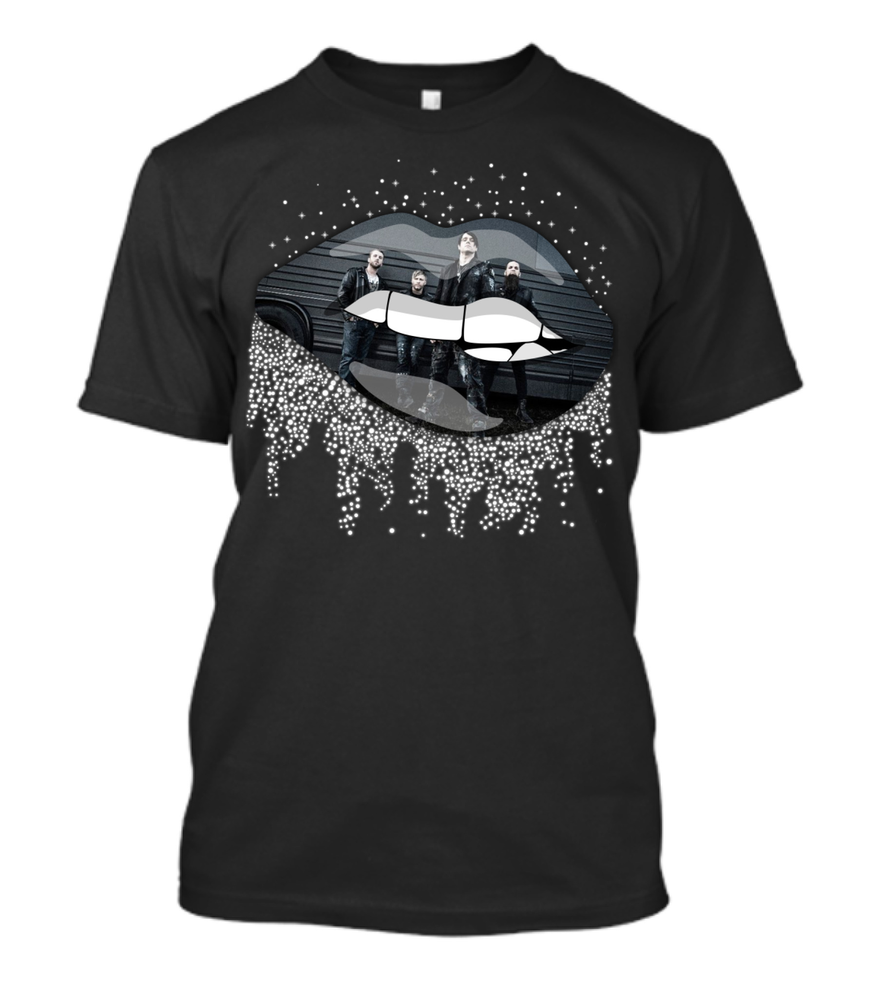 Three Days Grace Band Metallic Lips With Sparkling Silver Effect T-Shirt