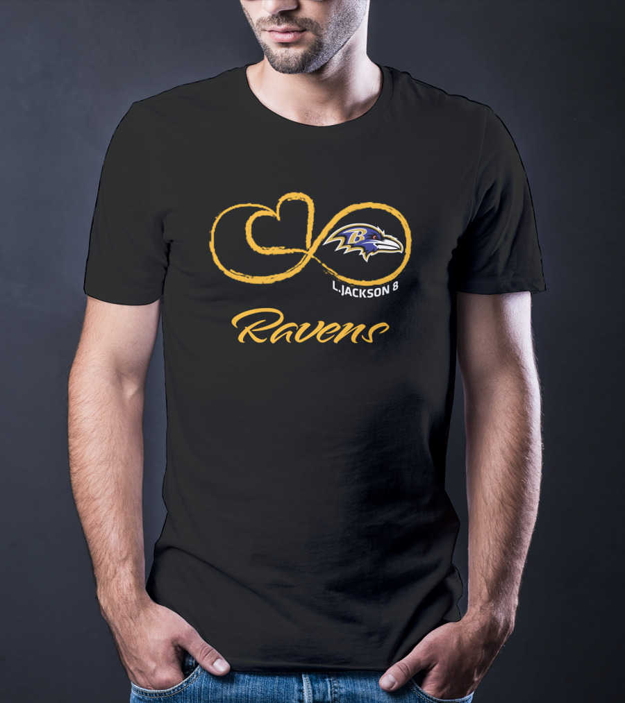 Baltimore Ravens L. Jackson 8 Infinity T-Shirt