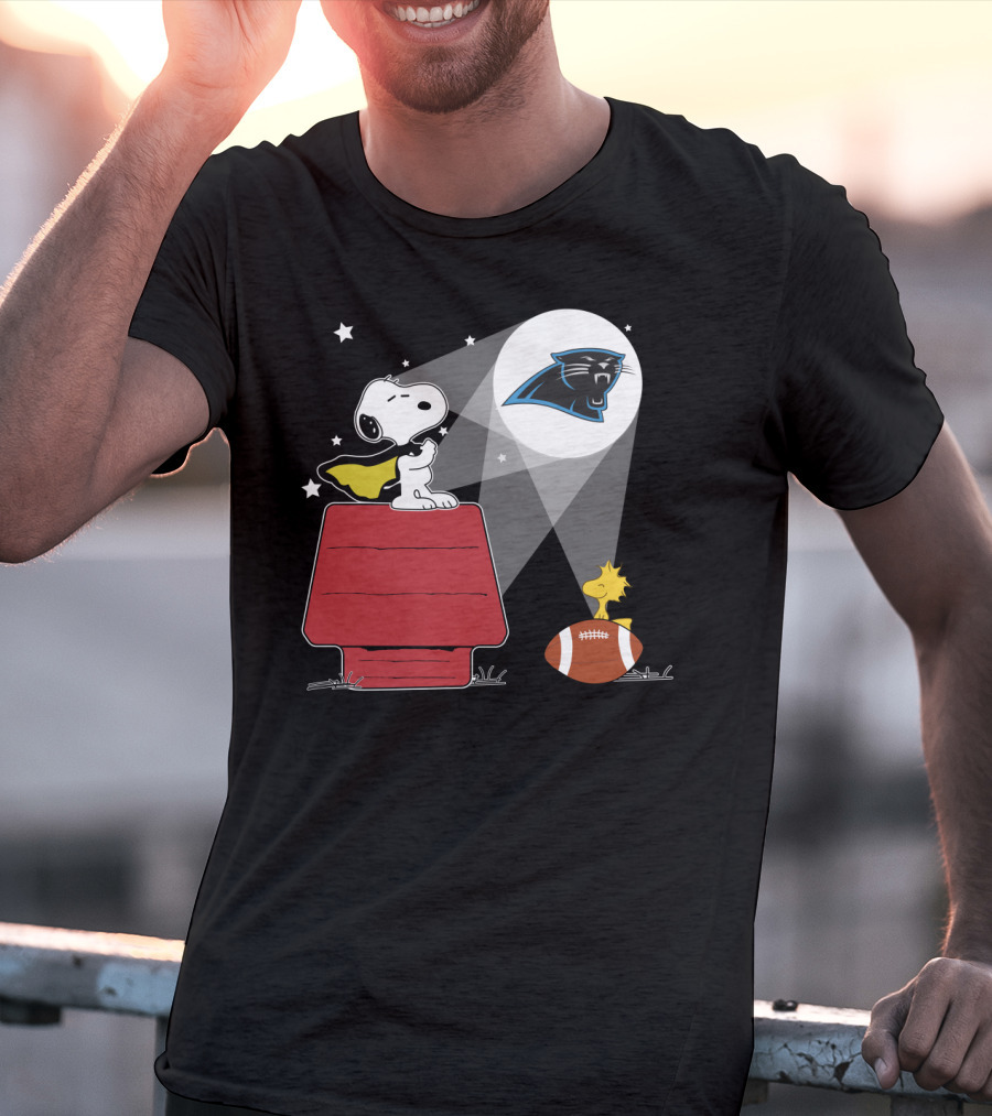 Snoopy Woodstock Carolina Panthers Football Peanuts Fan Tribute T-Shirt