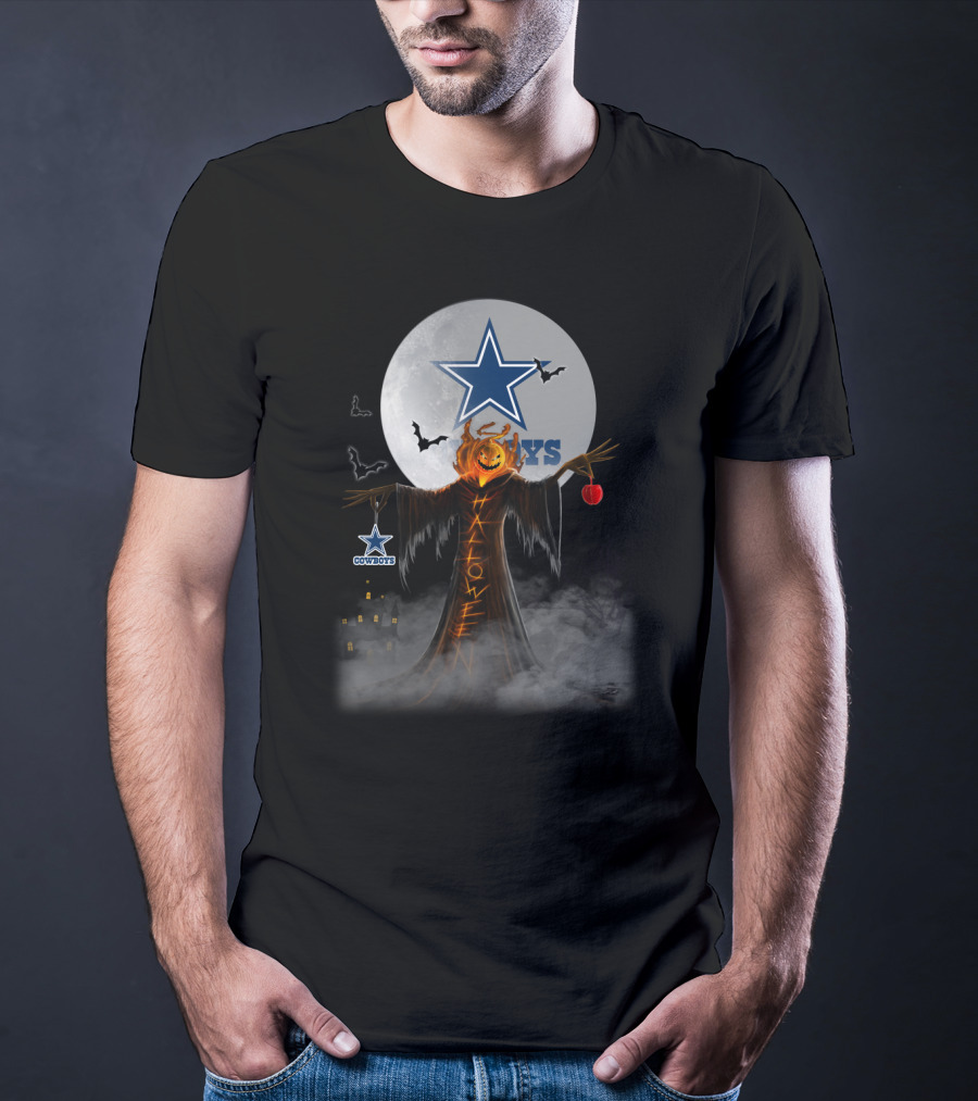 Halloween Dallas Cowboys Pumpkin Star Logo Bats Moon House T-Shirt