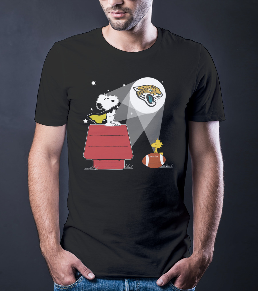 Snoopy And Woodstock Jacksonville Jaguars Football Beagle Moonlight Beam T-Shirt