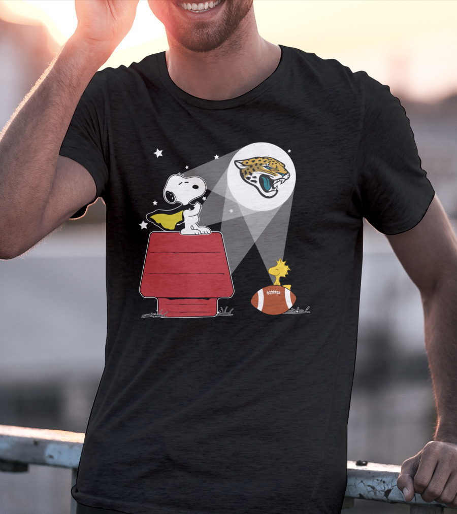 Snoopy And Woodstock Jacksonville Jaguars Football Beagle Moonlight Beam T-Shirt