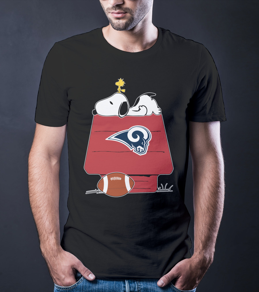 Snoopy And Woodstock Los Angeles Rams Doghouse Nfl Football T-Shirt