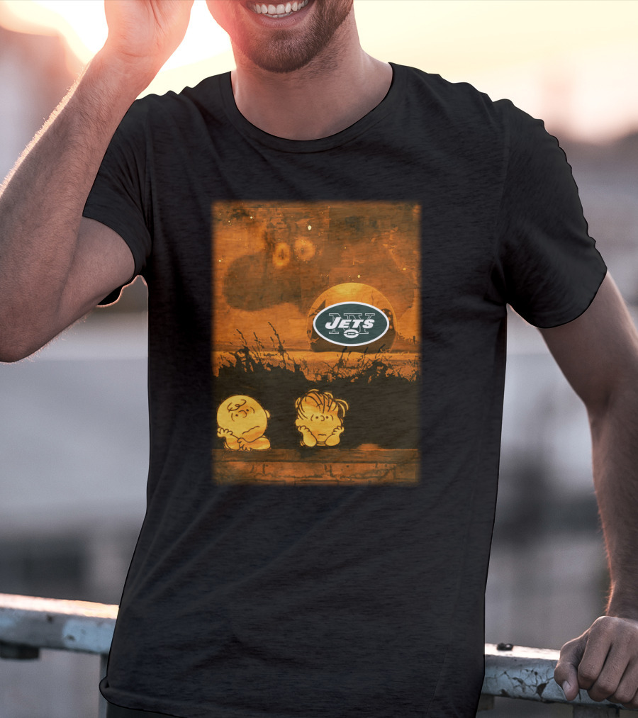 New York Jets Halloween Peanuts Football Night Scene T-Shirt