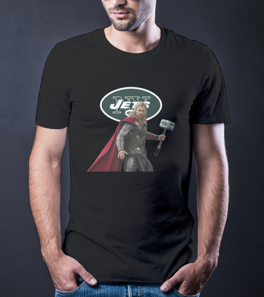 New York Jets Thor Wields Hammer T-Shirt