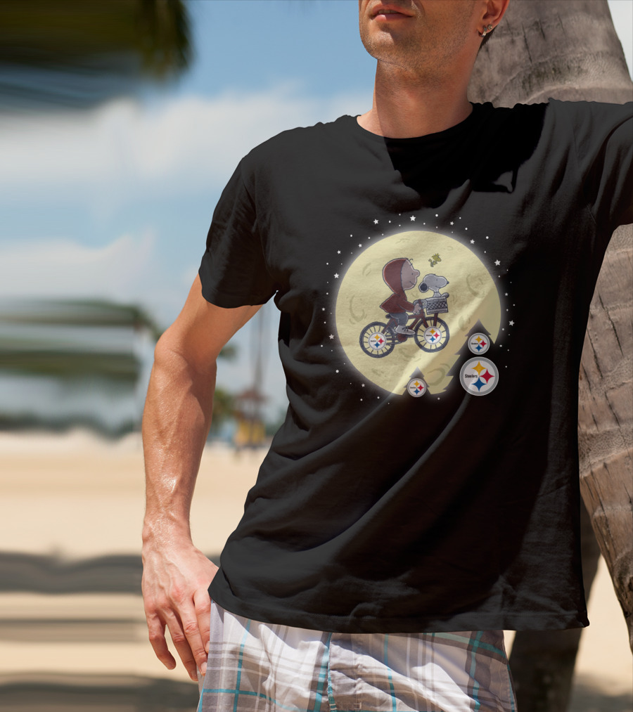 Pittsburgh Steelers Halloween Moon Bicycle Ride T-Shirt