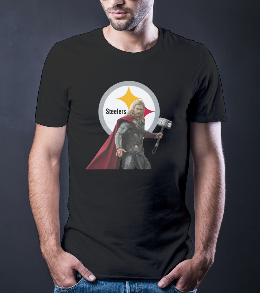 Steelers And Red Cape Hero With Hammer T-Shirt