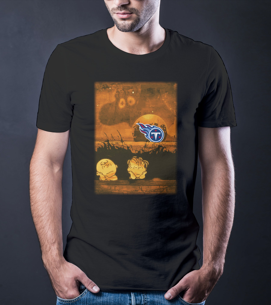 Halloween Tennessee Titans Peanuts Crossover Pumpkin Patch Scene T-Shirt