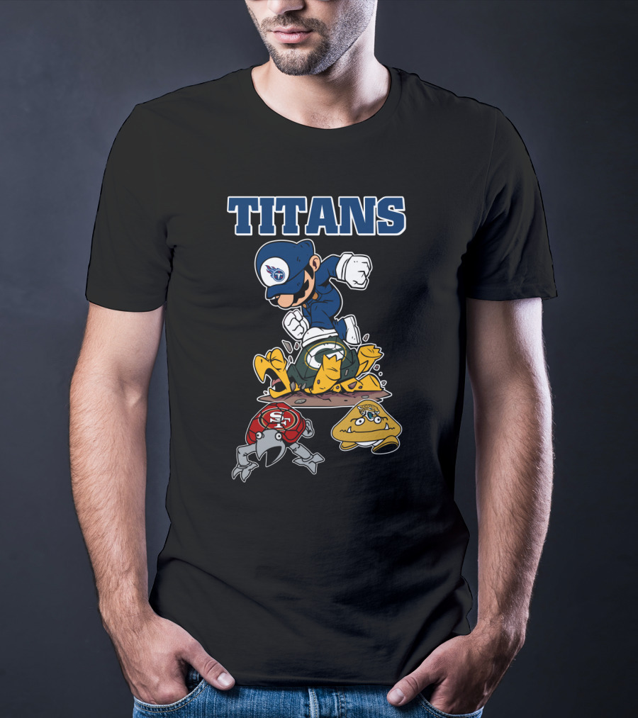 Tennessee Titans Mario Style With Defeated Team Mascots T-Shirt