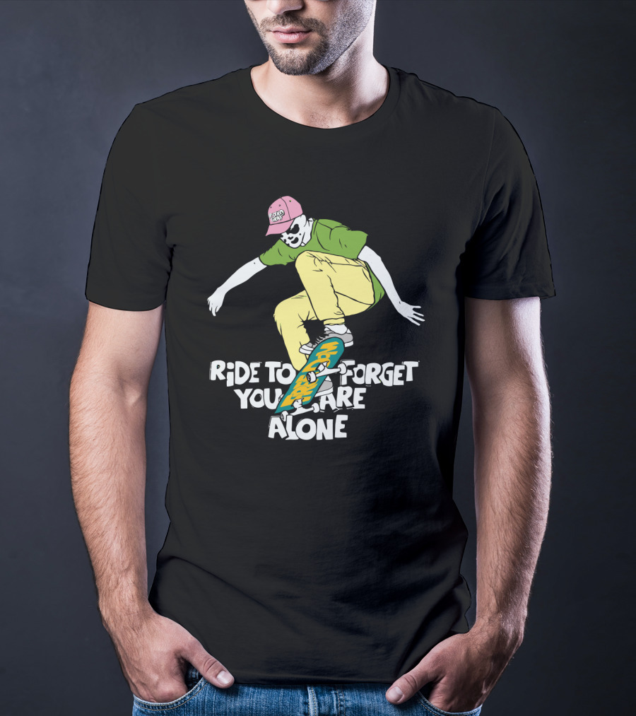 Ride To Forget You Are Alone Skateboard Freedom Skate Ride Rorschach T-Shirt