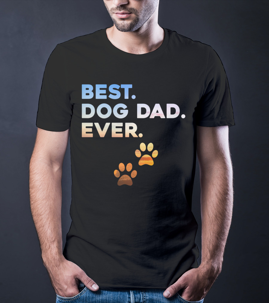Best Dog Dad Ever Colorful Paw Print T-Shirt