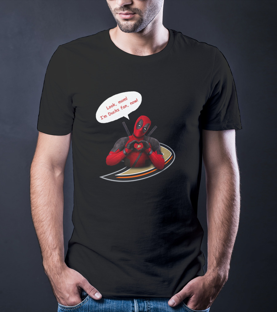 Anaheim Ducks Fan With Iconic Character In Red Suit T-Shirt