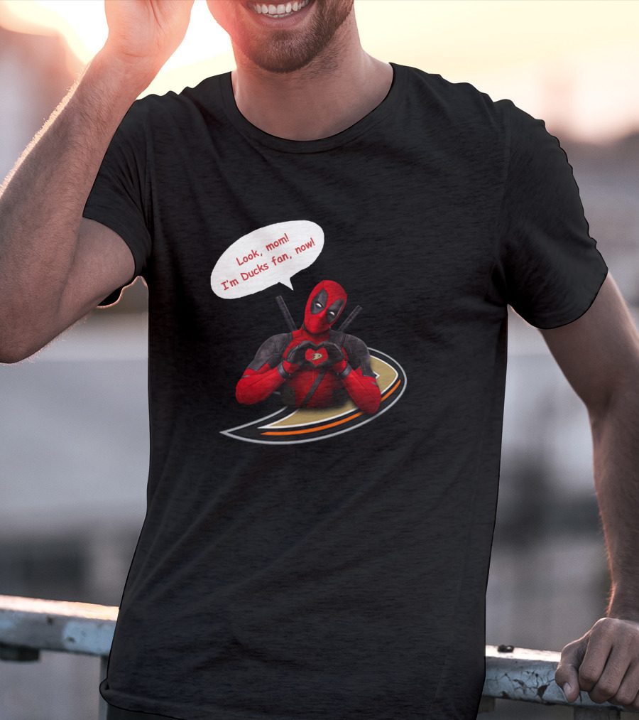 Anaheim Ducks Fan With Iconic Character In Red Suit T-Shirt