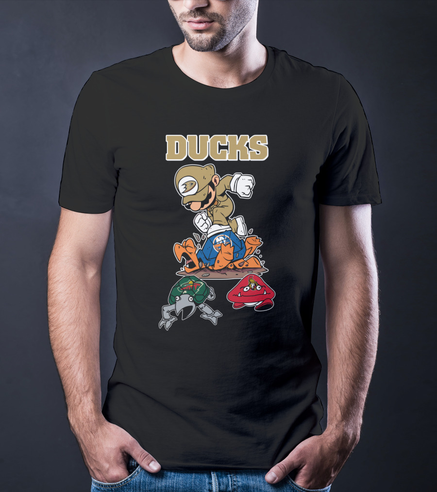 Ducks Anaheim Hockey Character Crossover And Team Logos T-Shirt