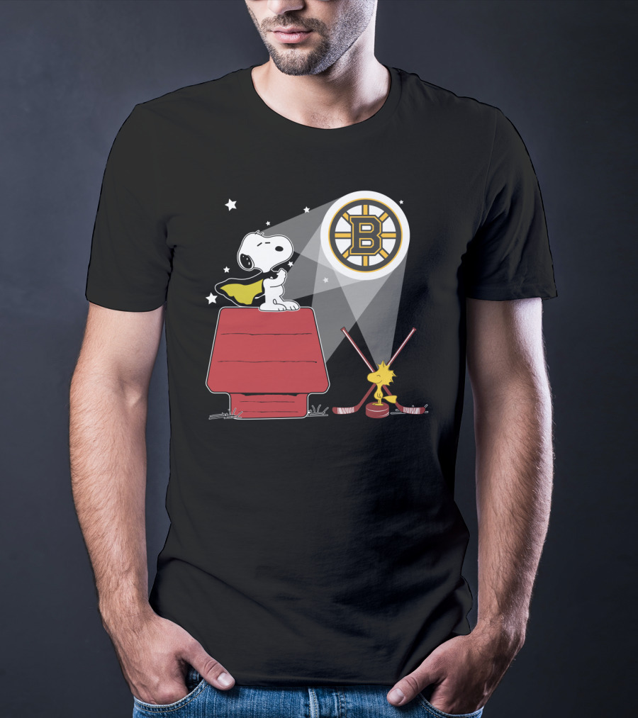 Boston Bruins Snoopy And Woodstock Lighthouse House T-Shirt