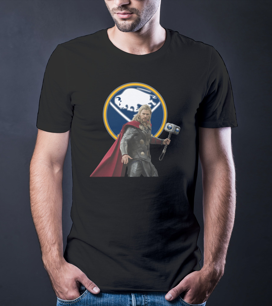 Buffalo Sabres Thor Crossover With Mjolnir And Sabres T-Shirt