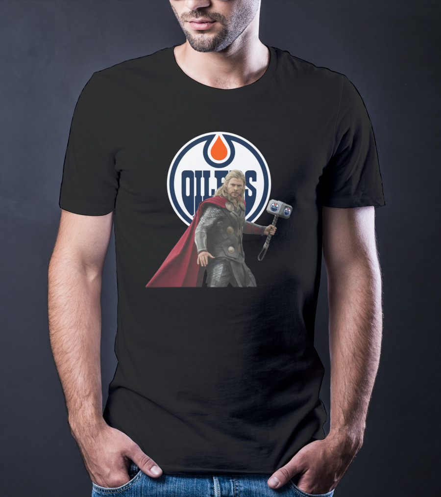 Edmonton Oilers Marvel Thor Hammer T-Shirt