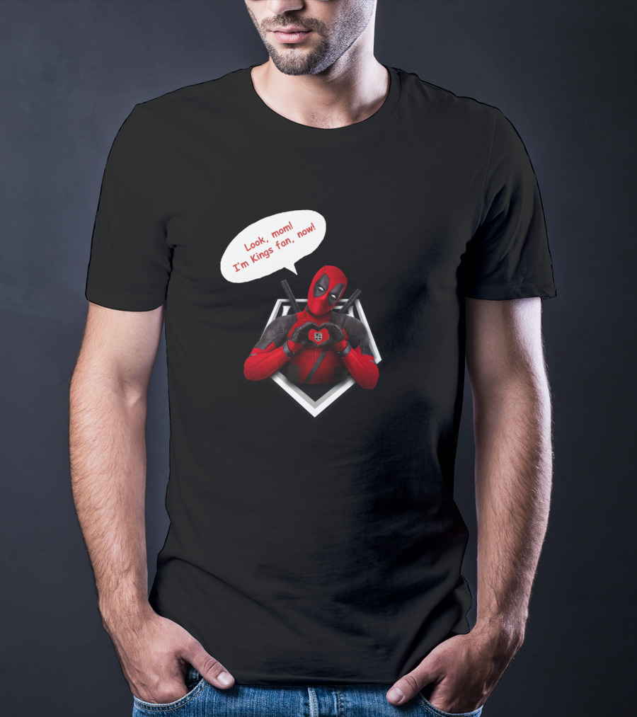 Deadpool LA Kings Fan Comic Style Humor Look, Mom I'm Kings Fan, Now T-Shirt