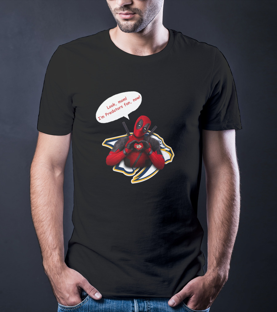 Nashville Predators Fan Now With Deadpool Image And Text T-Shirt
