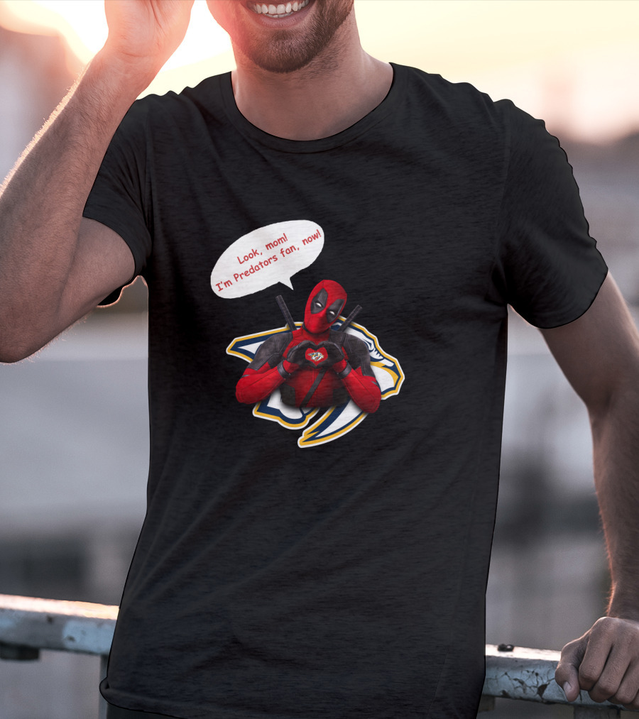 Nashville Predators Fan Now With Deadpool Image And Text T-Shirt