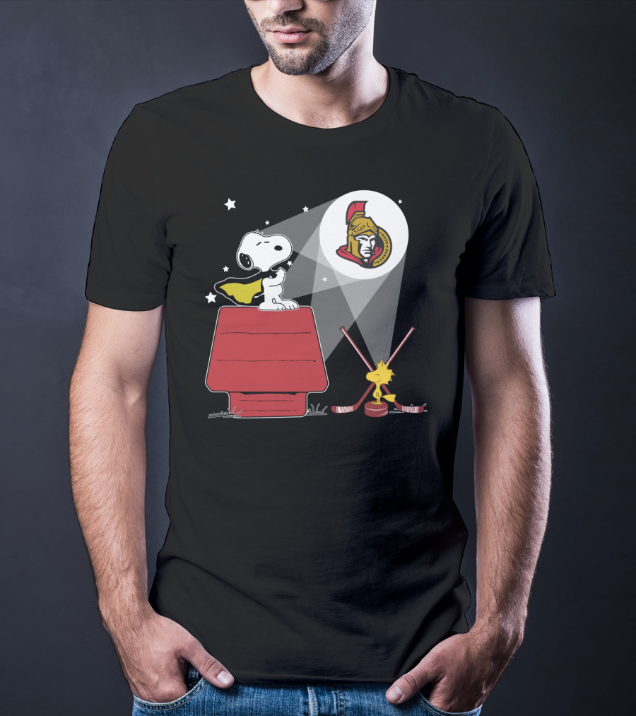 Snoopy And Woodstock Ottawa Senators Nhl Hockey Fan Tribute T-Shirt